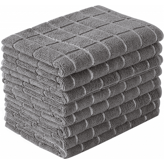 Microfiber Dish Towels - Soft, Super Absorbent and Lint Free Kitchen Towels - 8 Pack (Lattice Designed Black Colors) - 26 x 18 Inch…