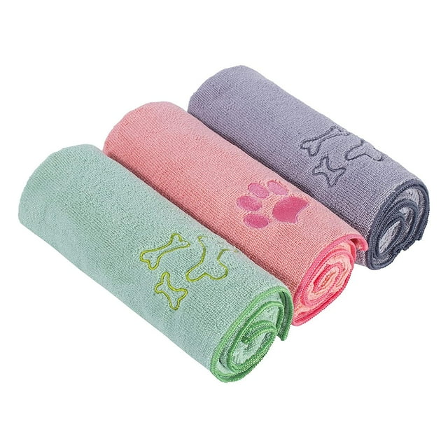 Microfiber Dog Towel, 3 Pack Large Pet Bath Towels 40 x 20, Bathing