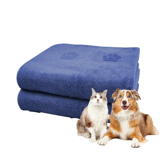 Microfiber Dog Towels for Drying Dogs 2 Pack, Super Absorbent and Soft Pet Grooming Towel, 27.5 Inch X 39 Inch, Perfect Dog Shower & Bath Supplies for Large, Medium or Small Dogs, Navy