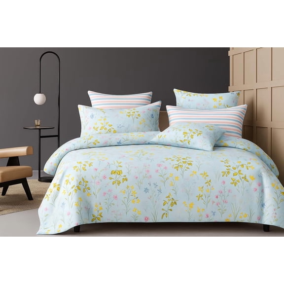 Microfiber Double Bedsheet King Size With 2 Large Size Pillow Covers | Size 108x108+9 Inches, Pastel Sky Blue | Perfect For Daily Use, All-Season Use Or Gifting Bedsheet