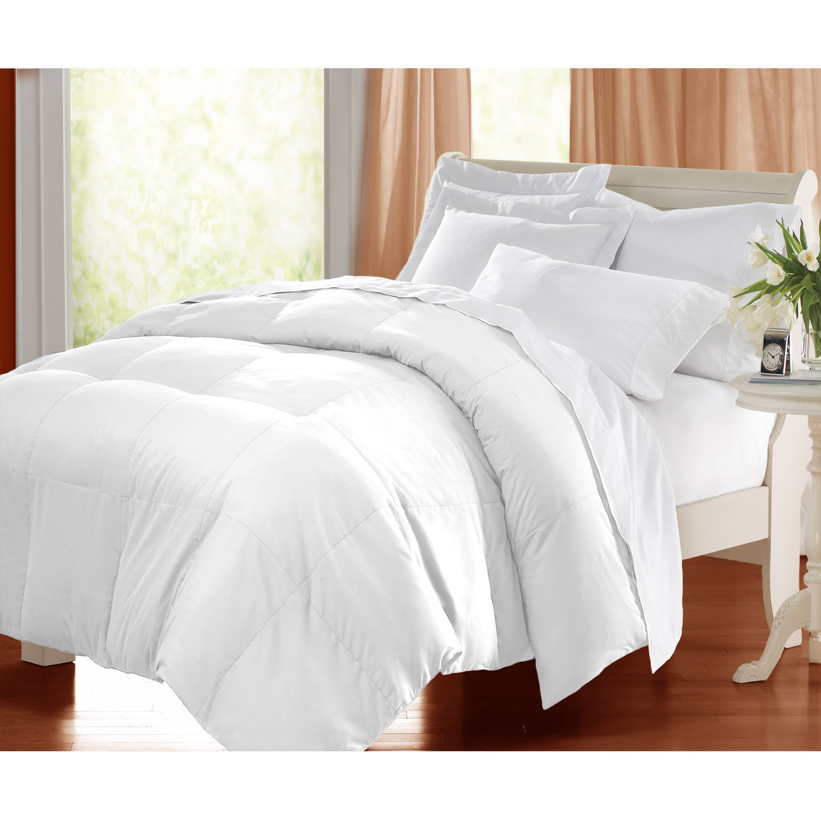 White Full/Queen Microfiber Down Alternative Comforter Set