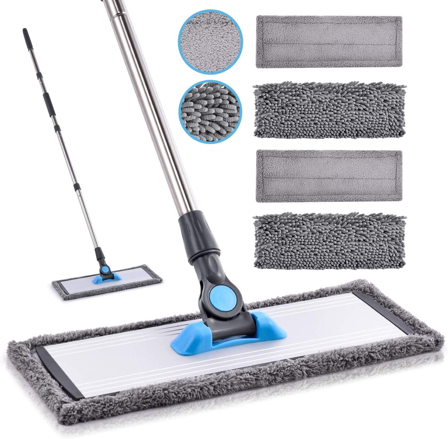 Microfiber Dust Mop for Hardwood Floors 360deg Swivel Head, Long