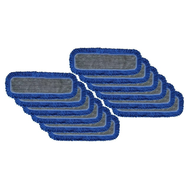 Microfiber Dust Mop Pads 18" Hook and Loop, Launderable, with Fringe