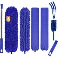thumbnail image 1 of Microfiber Duster, 8PCS Extendable Stainless Steel Feather Duster , Reusable Bendable Washable Dusters for Cleaning Ceiling Fan, High Ceiling, Blinds, Furniture, Cars, Blue, 1 of 7