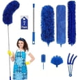 thumbnail image 1 of Microfiber Duster, 8PCS Feather Duster with 100 Inch Telescoping Extension Pole, Reusable Bendable Dusters, Washable Lightweight Dusters for High Ceiling, Fan, Blinds, Window, Corners, Blue, 1 of 4