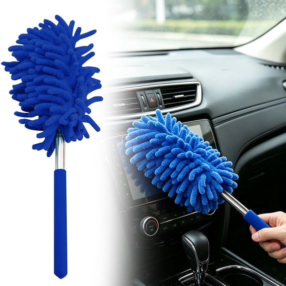 Microfiber Duster for Cleaning,Extendable Hand Washable Dusters,Detachable Dusting Brush with Telescoping Pole,Cleaning Brush Tool for Office, Car, Window, Furniture, Ceiling Fan(Dark Blue)