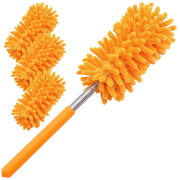 Microfiber Duster for Cleaning,  Hand Washable Dusters with 2pcs Replaceable Microfiber Head, Extendable Pole, Detachable Cleaning Supplies for Office, Car, Window, Furniture, Ceiling Fan