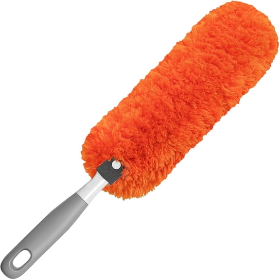 Microfiber Duster for Cleaning, Washable & Handheld Dust Cleaner Tool, Lint-Free Dusting Wand for , Office, , Furniture, Blinds, Keyboard, Cobweb Removal (Orange)
