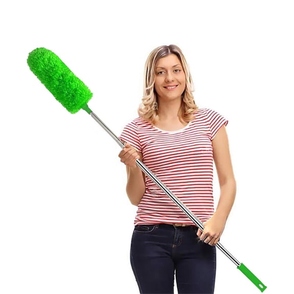Microfiber Duster Extendable With 100 Inches Extra Long Pole Bendable Head & Handle Dusters For Cleaning Ceiling Fan High Blinds Furniture Cars Green