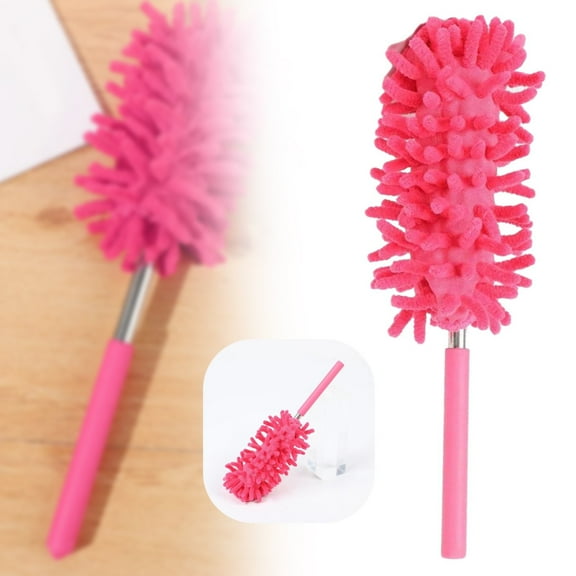 Microfiber Duster, Extendable Dusting Brush for Home and Car, Multi Purpose Duster, Adjustable Long Handle Cleaning Tool for Office, Car, Window, Furniture, Ceiling Fan, Rose Red