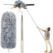 Microfiber Duster with Extension PoleStainless Steel - Extra Long 31 to 108,With Bendable Head,Extendable Duster for Cleaning High Ceiling Fan,Interior Roof,Cobweb,Gap Dust Wet or Dry