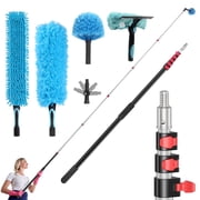 Microfiber Duster Kit 5PCS - Washable Dusters with Extension Pole 5 to 24 FT for Cleaning Ceilings, Fans, Furniture