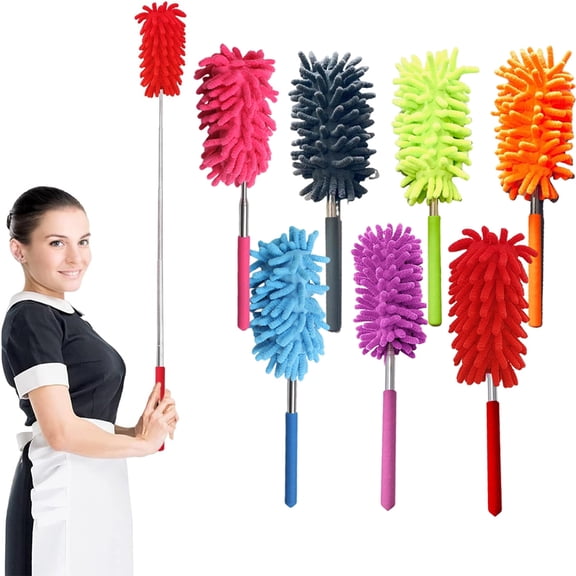 Microfiber Duster for Cleaning, Dusters with Telescoping Extension Pole, Extendable Washable Mini Dusters for Cleaning Car, Window, Furniture, Office