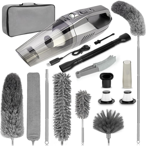 Microfiber  Duster for  Cleaning,  Interior Detailing Kit with High Handheld Power Vacuum Cordless, Ceiling & Fan Duster for  Cleaning