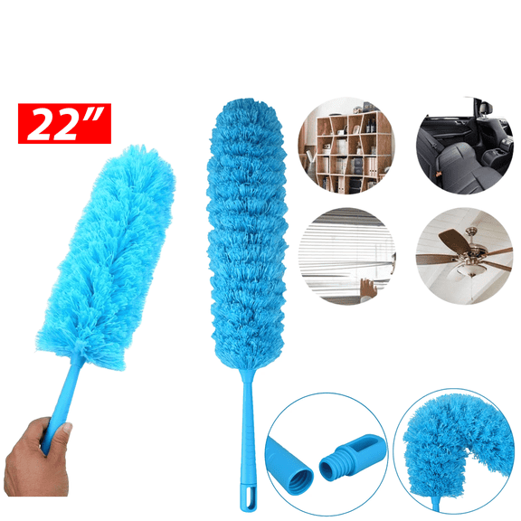 Microfiber Duster with Bendable Head and 22-Inch Handle, Washable Cleaning Brush for Ceiling Fans, Blinds, Household Surfaces