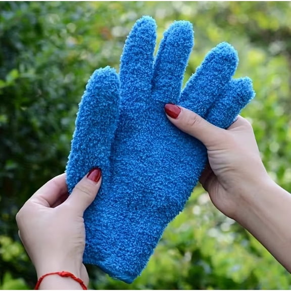 Microfiber Dusting Gloves - 2 Pairs, One Size Fits All, Stretchy and Breathable Cleaning Gloves for Cars, Boats, RVs, Pools, and Home Surfaces