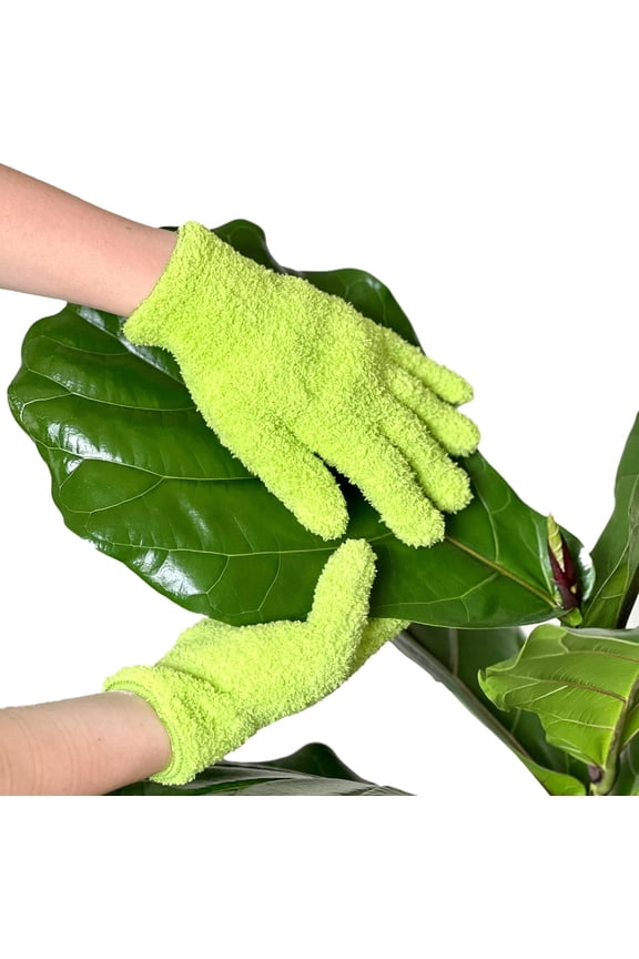 Microfiber Dusting Gloves for Plants : Premium, Gentle, Traps Dust, Washable, Lint Free : Use with Big Leaf Energy ready-to-use spray for houseplants