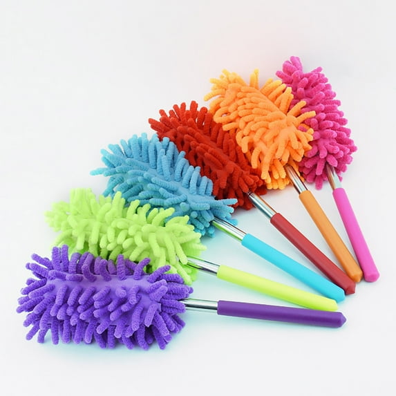 Microfiber Extendable Hand Dusters Washable Dusting Brush With Telescoping Pole For Cleaning Car Home Ceiling Fan Rose Red 1Pcs