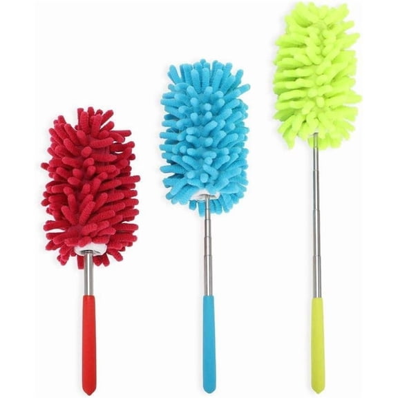 Microfiber Extendable Hand Dusters Washable Dusting Brush with Telescoping Pole for Cleaning , , Air Conditioning, TV and Else Pack of 3