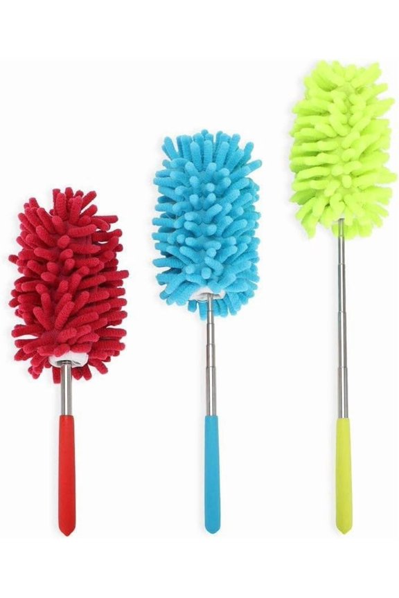Microfiber Extendable Hand Dusters Washable Dusting Brush with Telescoping Pole for Cleaning , , Air Conditioning, TV and Else Pack of 3