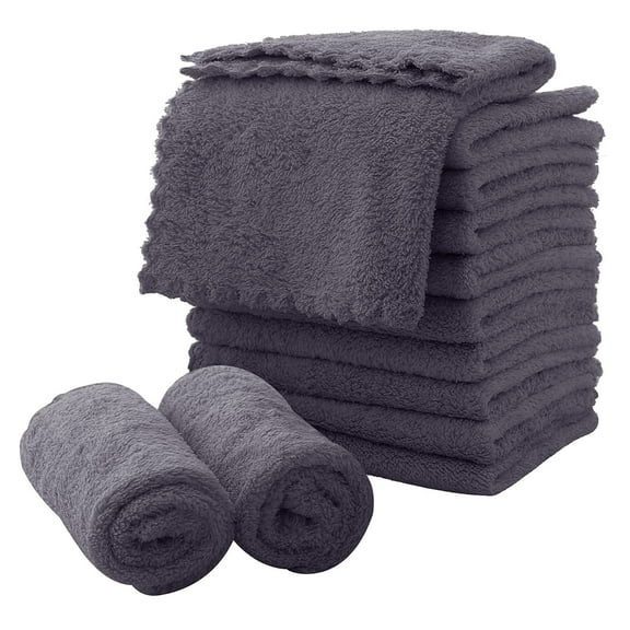 Microfiber Facial Cloths Fast Drying Washcloth 12 Pack - Premium Soft Makeup Remover Cloths - Grey