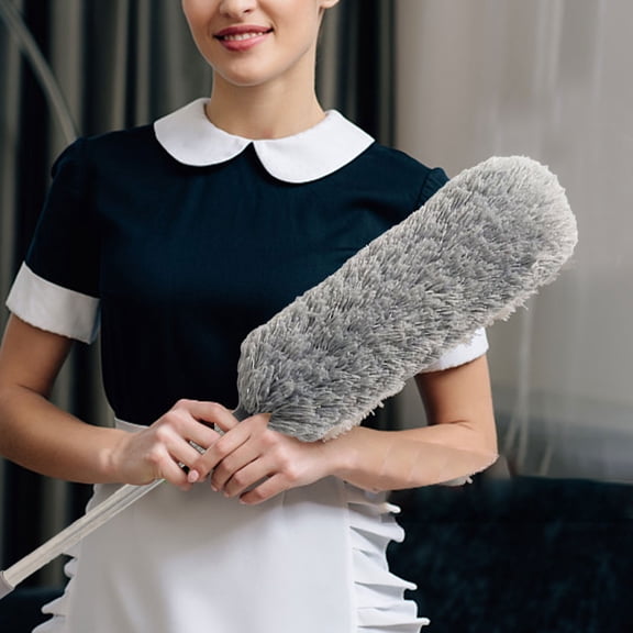 Microfiber Feather Duster with 30 to 100 Inch Telescopic Stainless Steel Extension Pole, Bendable Washable Head, Anti-Scratch Long Duster for High Ceiling Fan Blinds Furniture