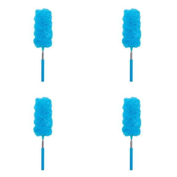 Microfiber Feather Duster with Extendable Pole 10.24 to 29.5 Inch, Bendable Head Washable Microfibre Cleaning Tool for Office Car Photo Frame, Home Cleaning Supplies, Blue