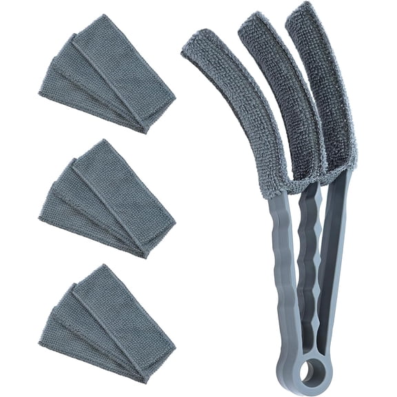 Microfiber Feather Duster, Window Blind Duster Brush, Blind Cleaner Tools for Window Blinds, Air Conditioner Vents, Fans, Car Vents - 1 Brush with 4 Microfiber Sleeves