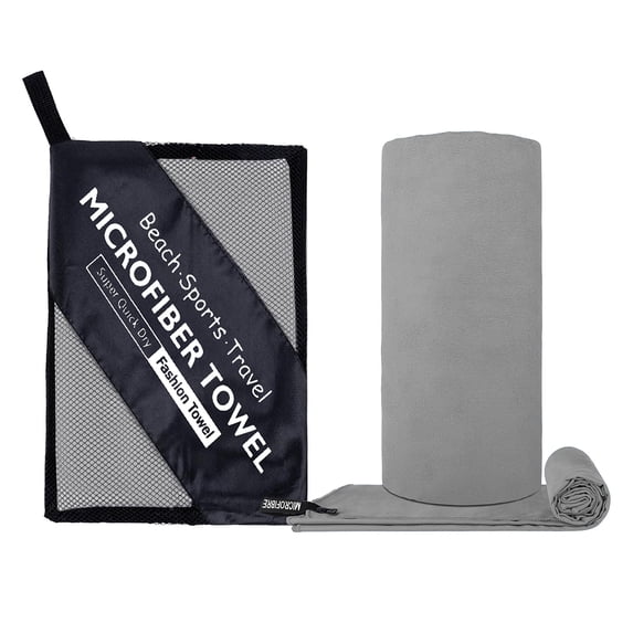 Microfiber Fitness Towel with Zipper Storage Bag Quick-Drying Water Absorbent Machine Washable Beach Yoga Sports Exercise Workout Towel