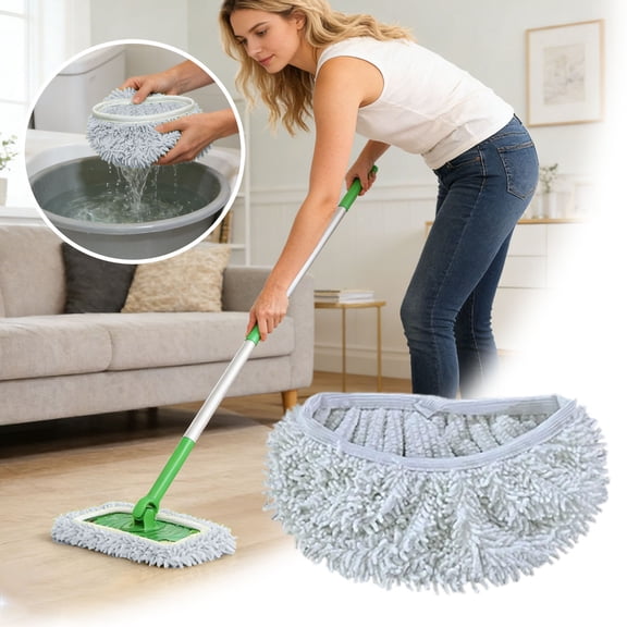 Microfiber Flat Mop Replacement Pads - Washable & Reusable Refills for All Floor Types, Highly Absorbent