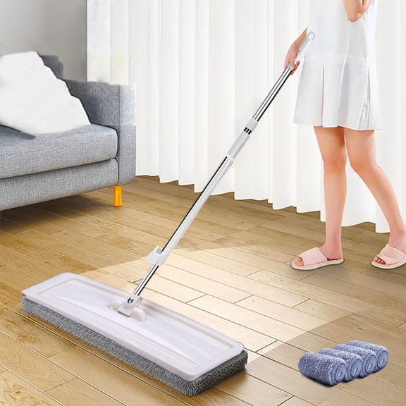 Microfiber Flat Mop with Self Wringing - 360 Degree Automatic Spin Mop for Floor Cleaning - Hands-Free Self Cleaning Mop with Washable Pad - Lazy Mop for Home Kitchen Bathroom Hardwood Tile Laminate