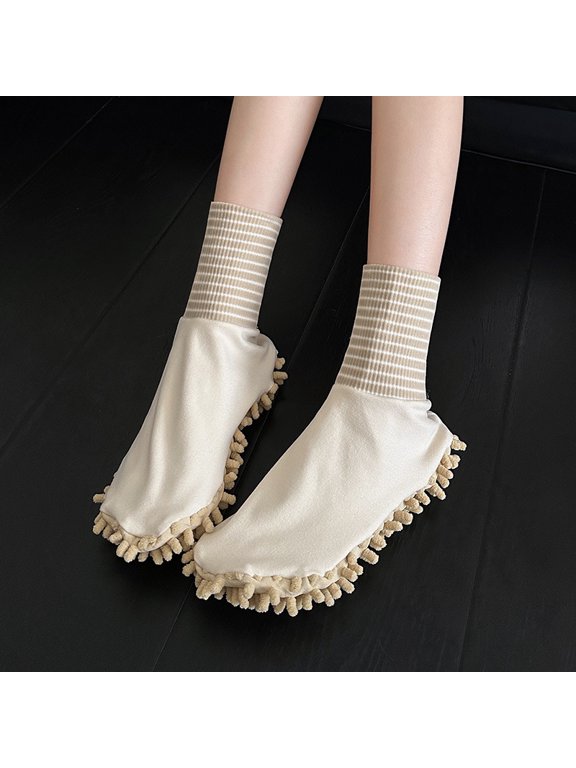 Microfiber Floor Cleaning Socks, Reusable Chenille Mop Socks for Feet, Lazy House Cleaning Dust Wipes Slipper Socks for Home Hardwood Floor