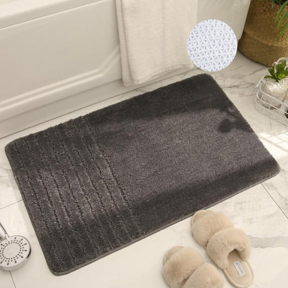 Microfiber Fluffy Bathroom Rugs Anti-Slip Backing 20" x 32" Dark Gray Soft  Plush Absorbent Floor Mats Washable