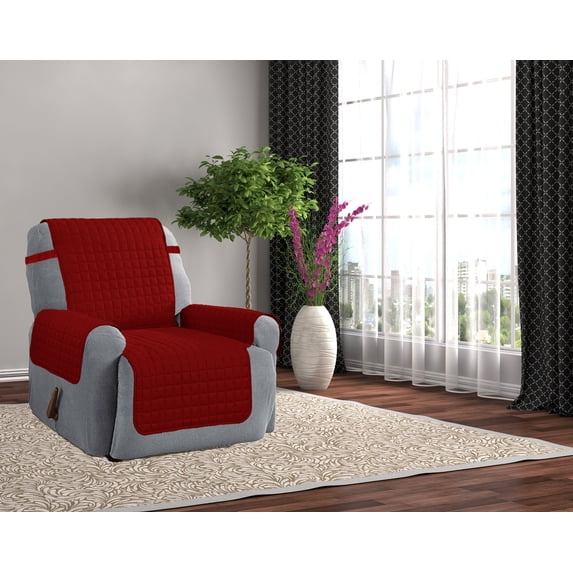 Microfiber Furniture Recliner Protector With 5-inch Tuck & Strap - Burgundy