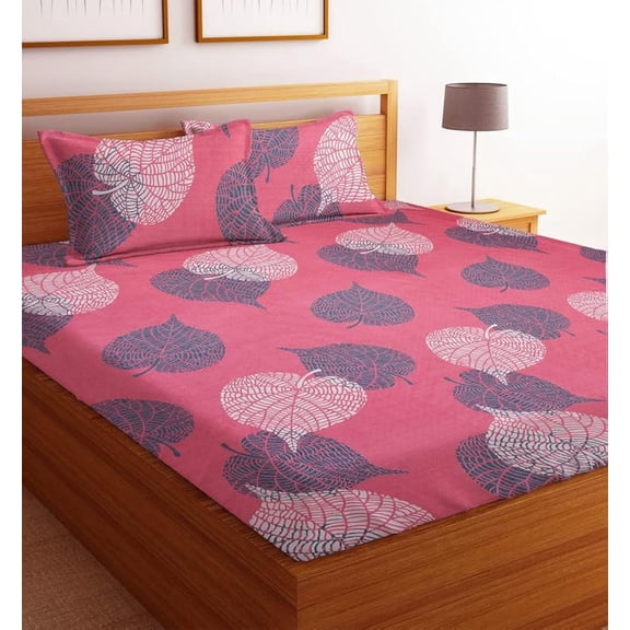 Microfiber Glace Cotton Double Bedsheet With 2 King Size Pillow Covers - 88 X 90 Inches, Pink | Ideal For Home, Hotel, Villa, Resort & Guest House Comfort Bedsheet