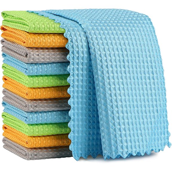 Microfiber Glass Cleaning Cloth 12PK, Lint Free Cloth Polishing Cleaning Rags, Stainless Steel Wipes, Kitchen Dishcloths, Magic Cleaning Cloth for Glass, Windows, Mirrors, Stainless Steel 1111"