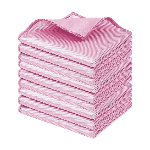 Microfiber Glass Cleaning Cloth 9-Pack Thickened Screen Wipe Streak-Free Water Stain Remover For Home Mirrors Pink