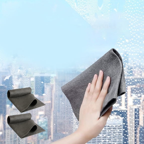Microfiber Glass Cleaning Cloth - Streak Free Towel, Lint Free Absorbent Rag for Windows, Mirrors, Auto, Stainless Steel - Gray, Multipurpose Wipe