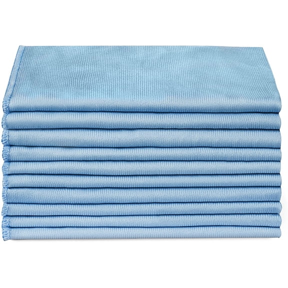 Microfiber Glass Cleaning Cloths 16*16 inches Microfiber Cloth Streak Free Lint Free Quickly Clean Windows, Windshields, Mirrors, and Stainless Steel- 8 Pack(Blue)