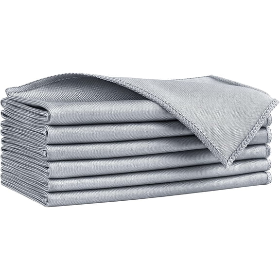 Microfiber Glass Cleaning Cloths 6 PK, Lint Free Streak Free, Reusable Microfiber Magic Cleaning Cloth for Cleaning Windows, Glasses, Mirrors, Screens, Stainless Steel, and More, Grey-1416