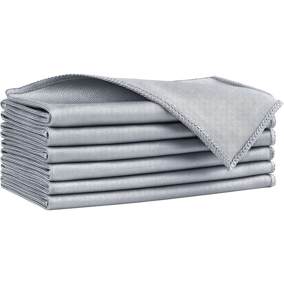 Microfiber Glass Cleaning Cloths 6 PK, Lint Free Streak Free, Reusable Microfiber Magic Cleaning Cloth for Cleaning Windows, Glasses, Mirrors, Screens, Stainless Steel, and More, Grey-14”×16”