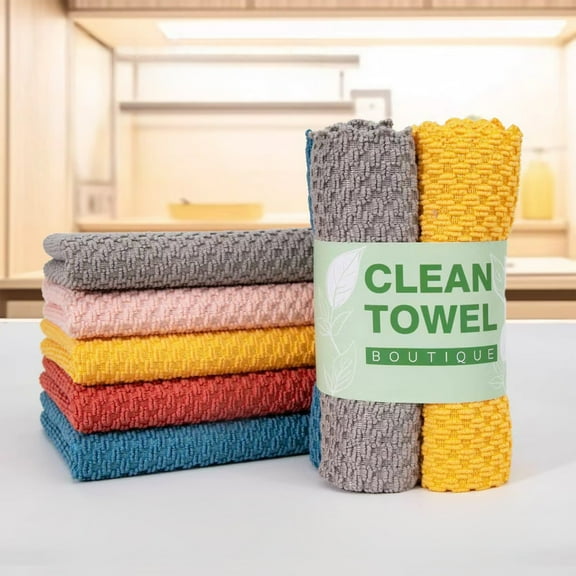 Microfiber Glass Cleaning Cloths for Surface Wiping, Highly Absorbent Fabric Rags for Kitchen Dishwashing, Lint Free Multifunctional Scouring Pad for Household Maintenance, 4 Piece Set, By UKHCCC