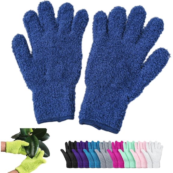 Microfiber Gloves With Elastic Cuffs, Dusting Gloves, Cleaning Mitt For Plants Dusting House Cars Blinds Dusting(Navy Blue)