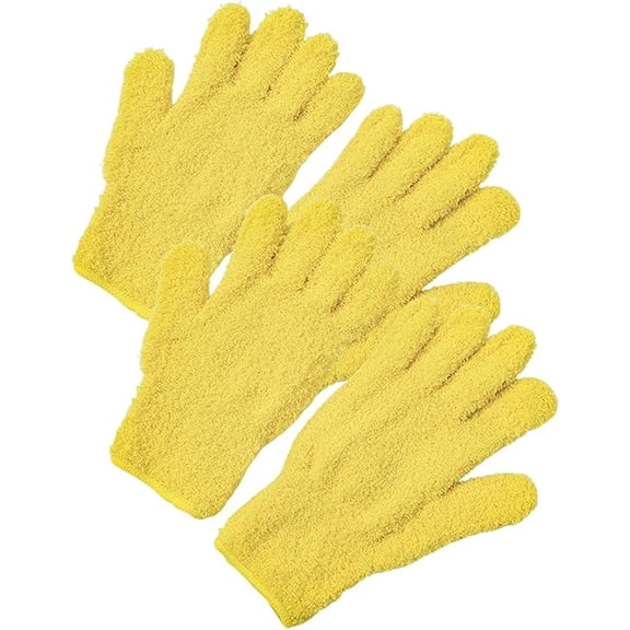 Microfiber Gloves With Elastic Cuffs, Dusting Gloves, Cleaning Mitt For Plants Dusting House Cars Blinds Dusting(Yellow)