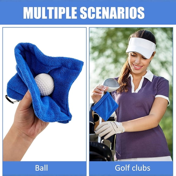 Microfiber Golf Towel (5.5" X 4.7") with Carabiner Clip, Wet and Dry Small Pocket Towel Portable Golf Ball Cleaner Accessories for Men Women, Golf Towel Hook and Loop Fastener - The Convenient Golf