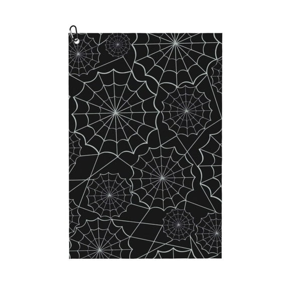 Microfiber Golf Towel, Spider Web Black Golf Towels for Golf Bags for Men Women, Waffle Pattern Golf Towel with Carabiner Clip 16 x 24 inches
