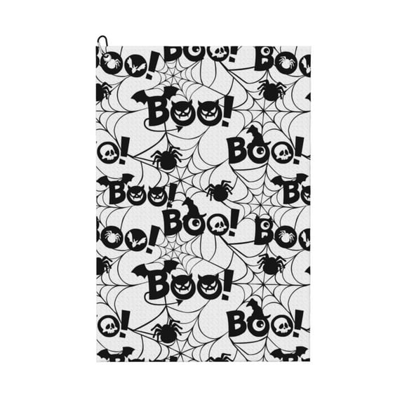 Microfiber Golf Towel, halloween spiders web Golf Towels for Golf Bags for Men Women, Waffle Pattern Golf Towel with Carabiner Clip 16 x 24 inches
