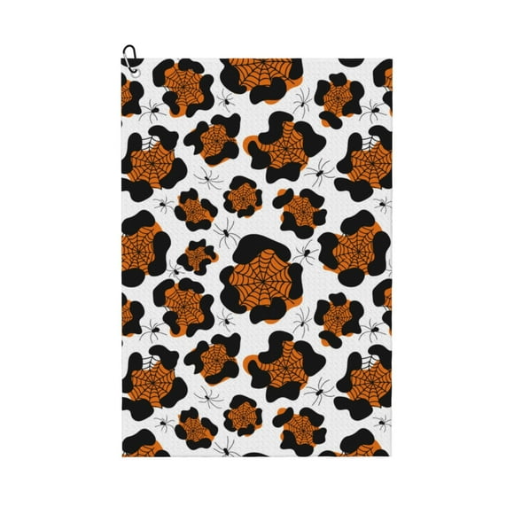 Microfiber Golf Towel, spiders web halloween Golf Towels for Golf Bags for Men Women, Waffle Pattern Golf Towel with Carabiner Clip 16 x 24 inches