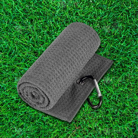 Microfiber Golf Towels, 16" x 16" Tri-Fold Portable Microfiber Fabric Waffle Pattern Golf Towel for Golf Bag with Carabiner Clip to Quickly Remove Sand, Mud, Dirt and Sweat