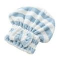 thumbnail image 1 of Microfiber Hair Drying Caps Stripe，Extrame Soft & Ultra Absorbent, Fast Drying Turban Hair Wrap Towels Thick Fluffy for Women Blue, 1 of 6